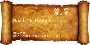 Mazák Hubert névjegykártya